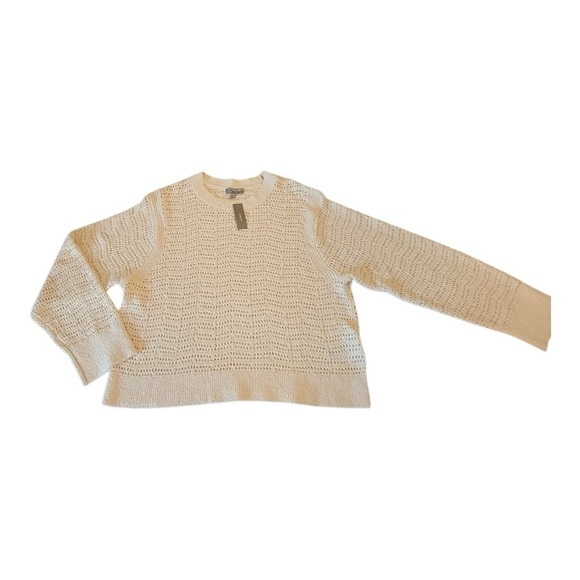 J. Crew Pointelle crewneck sweater in Antique White NEW CB900 Size XL Crop Fit - Picture 14 of 16